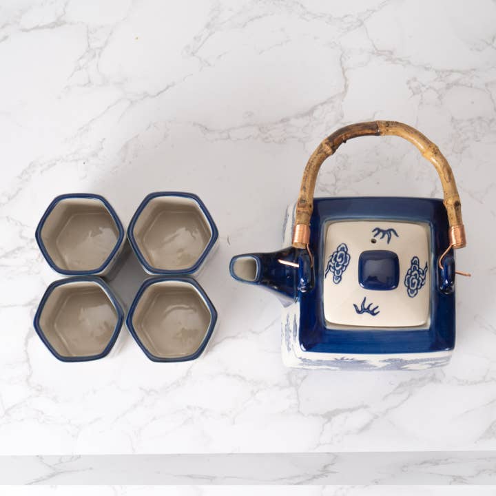Urban Tokyo - Wholesale Tea Set - Oriental Ryu Dragon Tea Set 20oz Tea Pot with 4 Hexagon Cups (4/8)