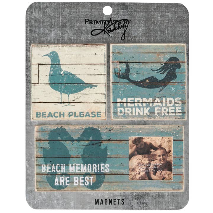 Primitives by Kathy - Wholesale Picture Frame - Beach Photo Magnet Set