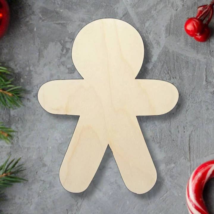 Gingerbread Man Wood Shape Laser Cut Christmas raft Sign for wholesale by KobasicCreations