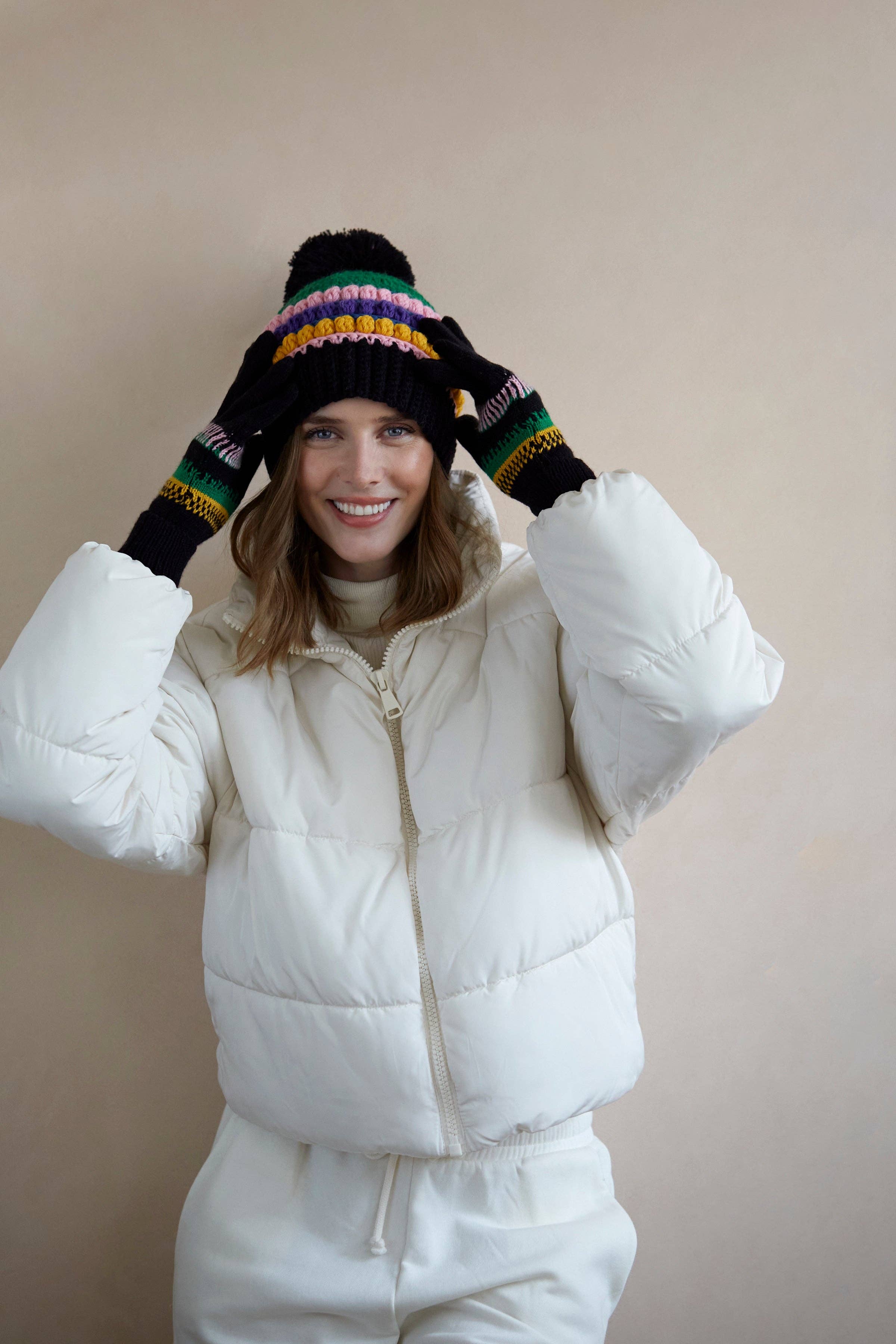 Shiraleah - Wholesale Gloves - Women's - VAUGHN WINTER KNIT TOUCHSCREEN GLOVES, BLACK1