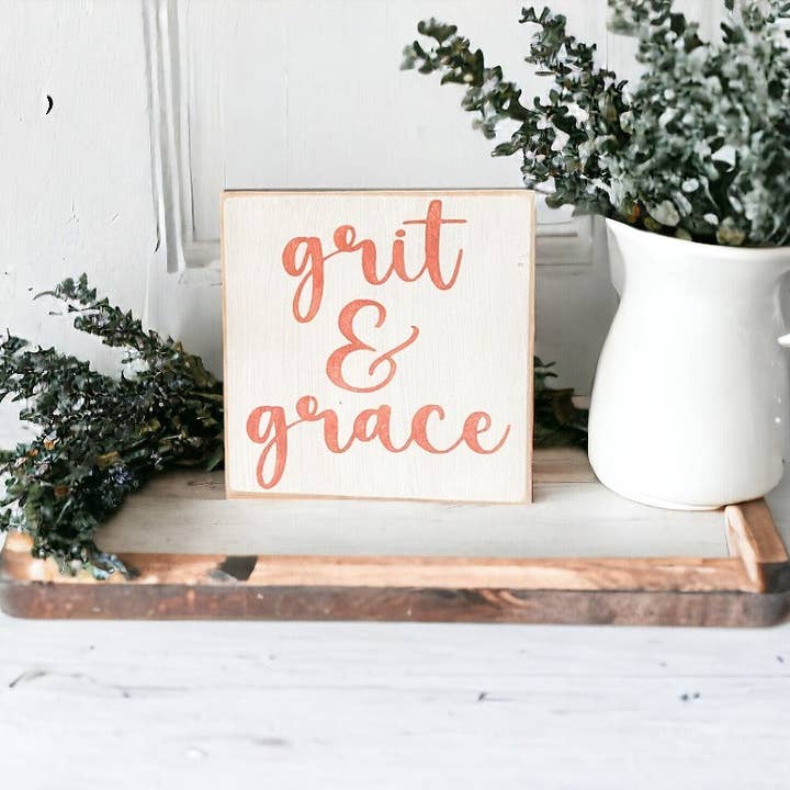 Windsor Lane Handmade Decor & More - Wholesale Desk/Tabletop Sign - Grit And Grace Desk Sign- Wood Block Sign2