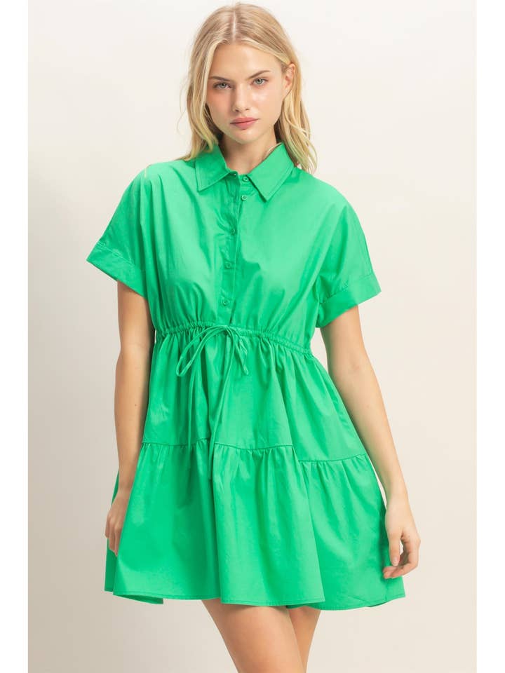 Collared Short Sleeve Tiered Dress for wholesale by HYFVE