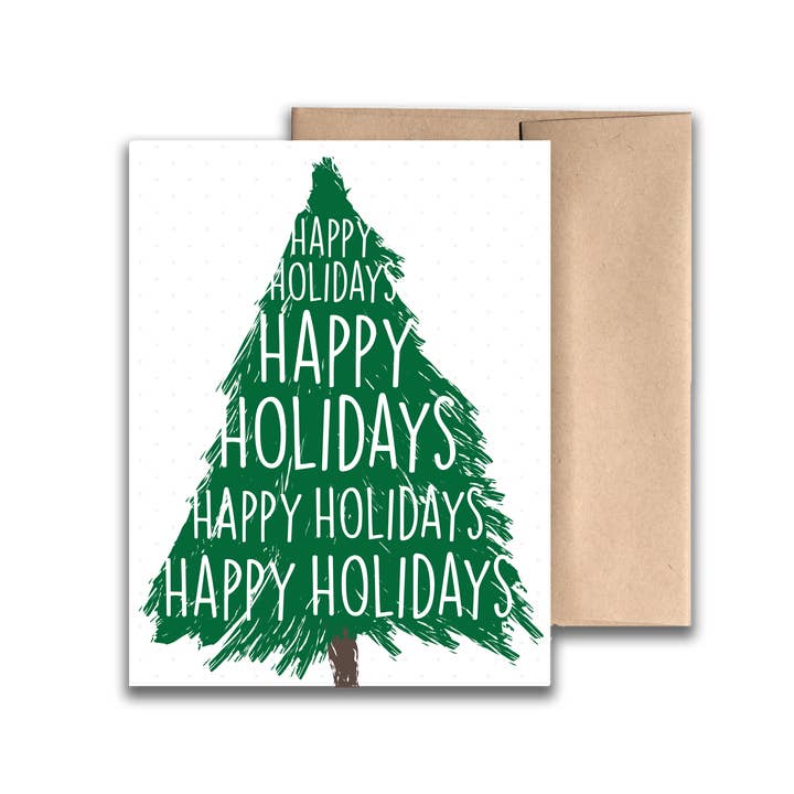 REMOVED BRAND - Wholesale Christmas Card - Christmas Tree Happy Holidays Greeting Card