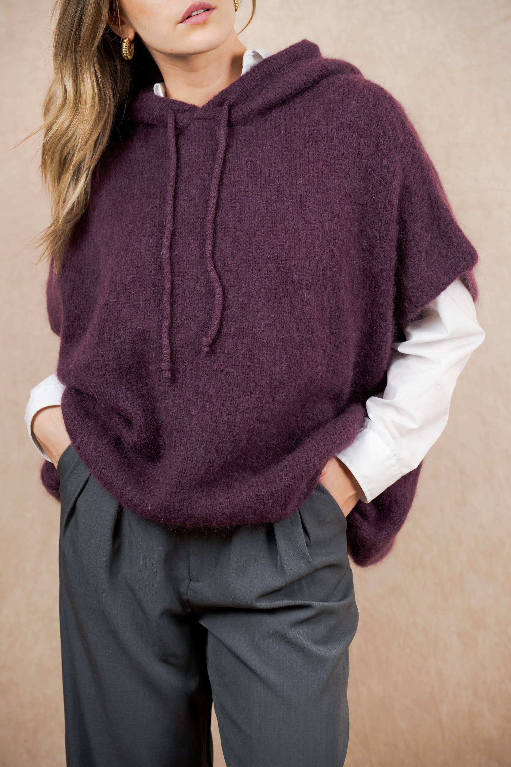 NAÏS PARIS - Wholesale Poncho - Women's - Mohair and wool hooded poncho sweater20