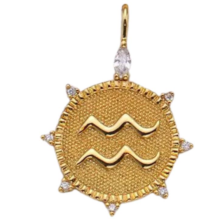 Aquarius CZ Gold Charm for wholesale by Adorn by Alexandra Riley