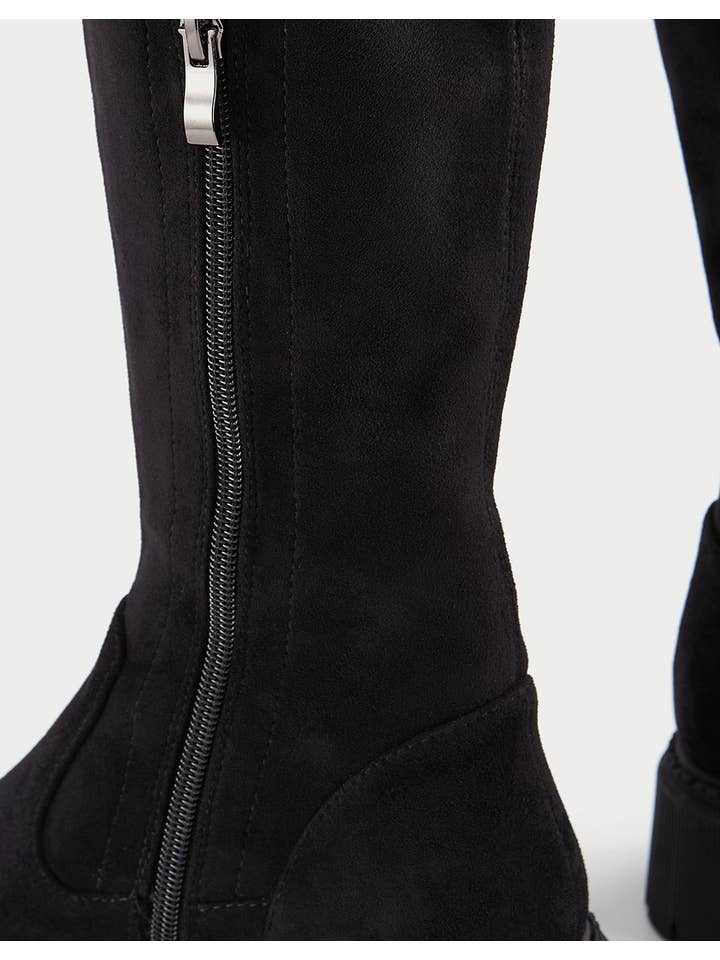 Black URBAN REVIVO Minimalistic Round Toe Over-The-Knee Boots for wholesale on Faire