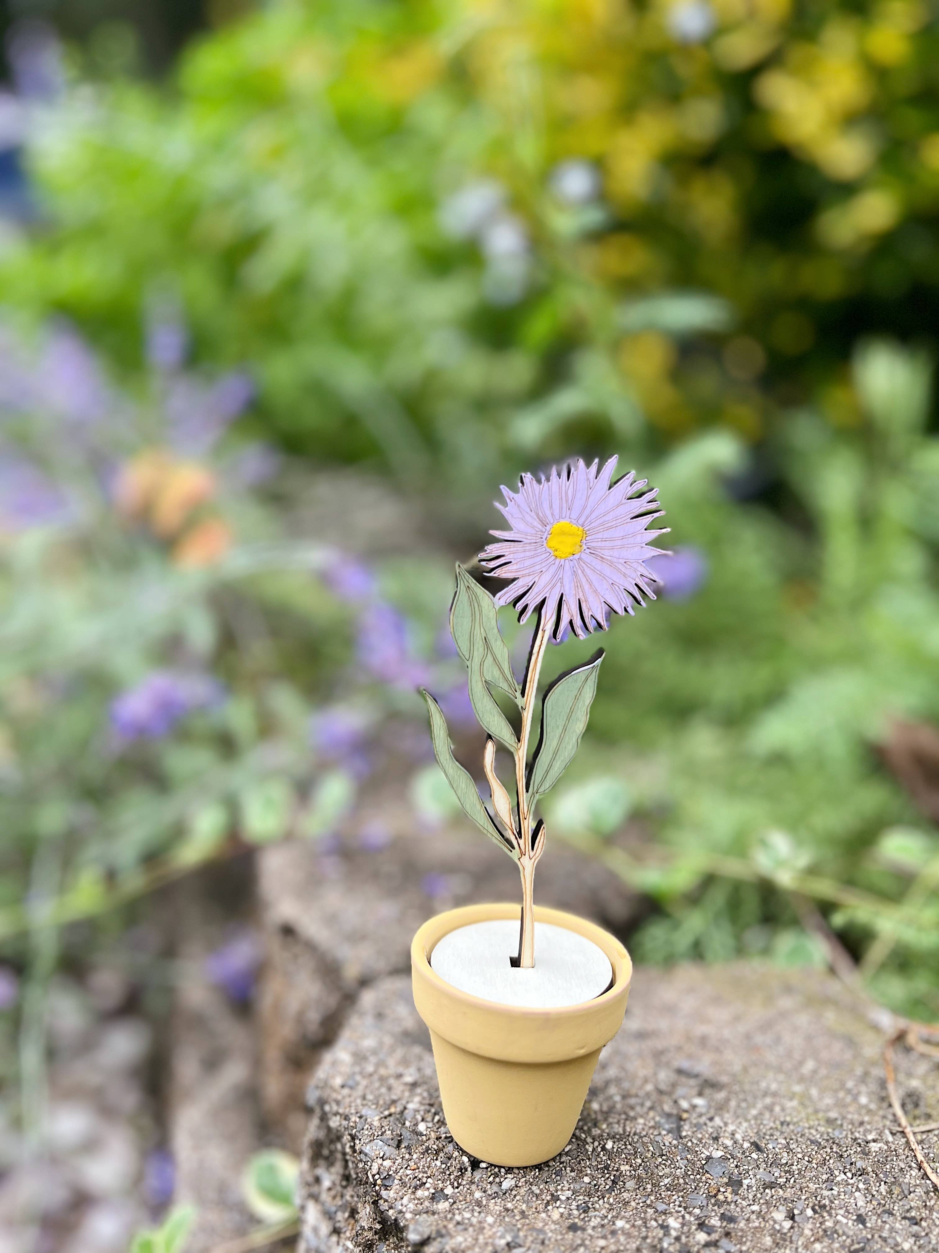 Cate Paper Co. - Wholesale Wood Wall Art - Hand Painted Wooden Flower- Aster1