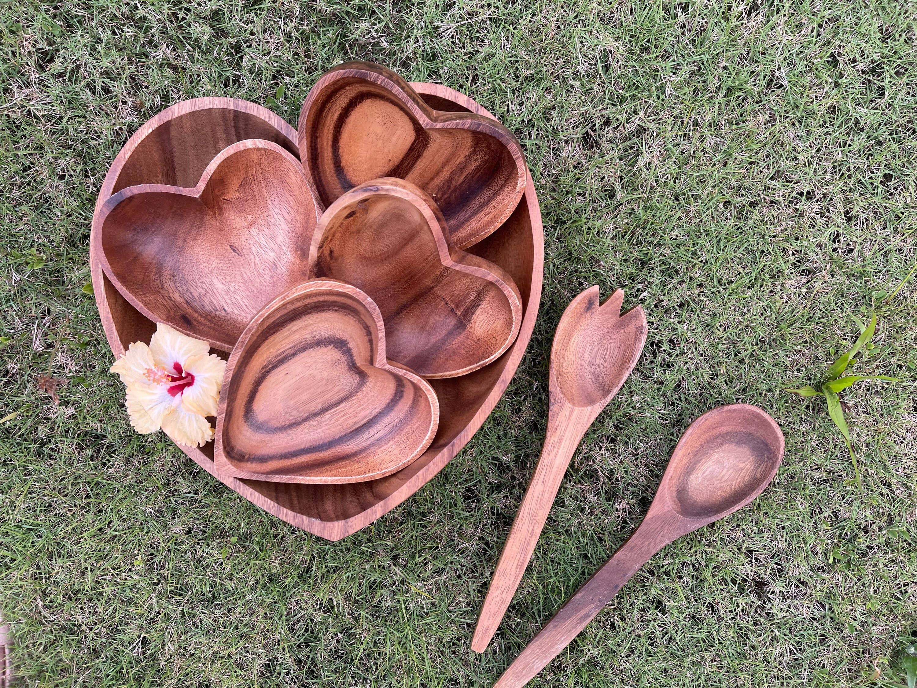 Woodware&Co – wholesale Serving utensil – Acacia Wood Set Of 7 | Heart Design2