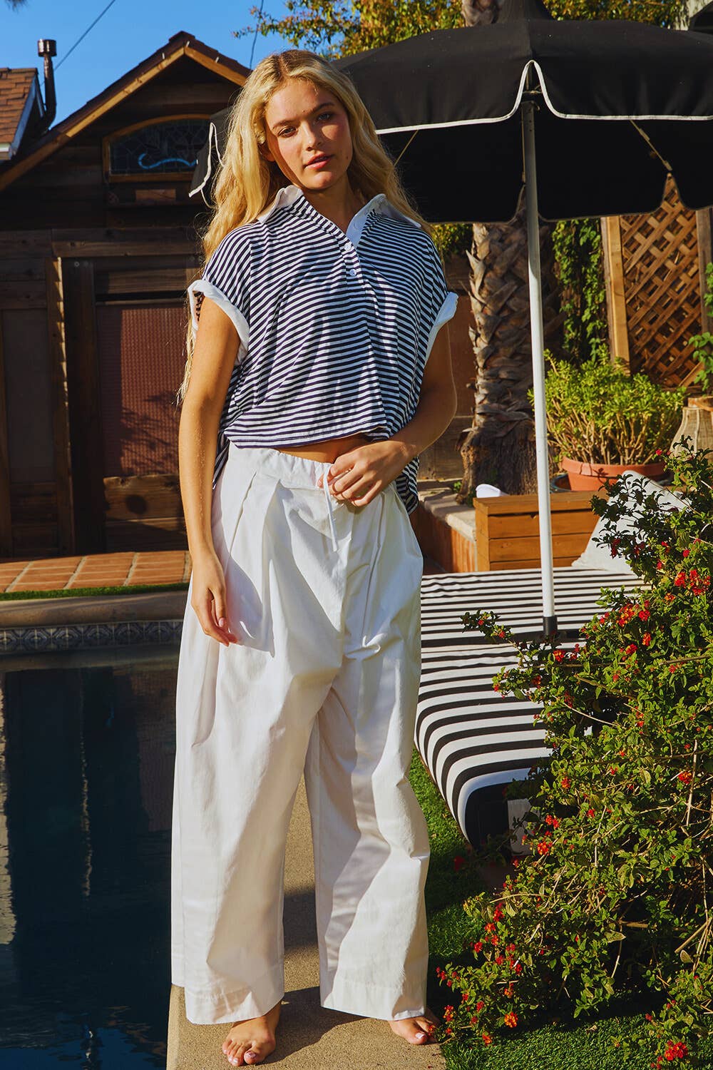 BUCKETLIST INC – wholesale Pants – Women's – IP5551 Overlapping Wrap Waist Tie Wide Leg Pants13