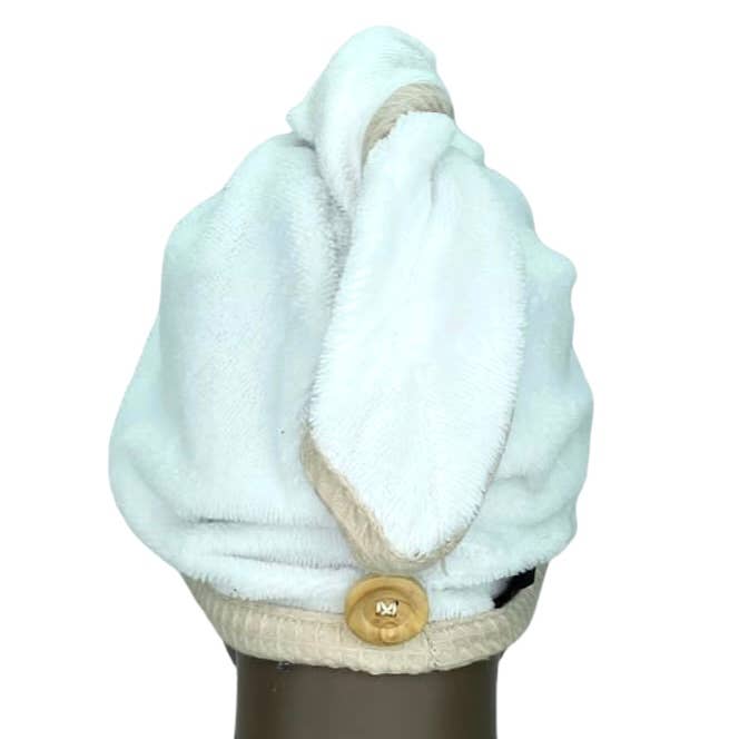 Emmanuel Création - Wholesale Hair Towel/Wrap - “Beige Honeycomb” hair towel3