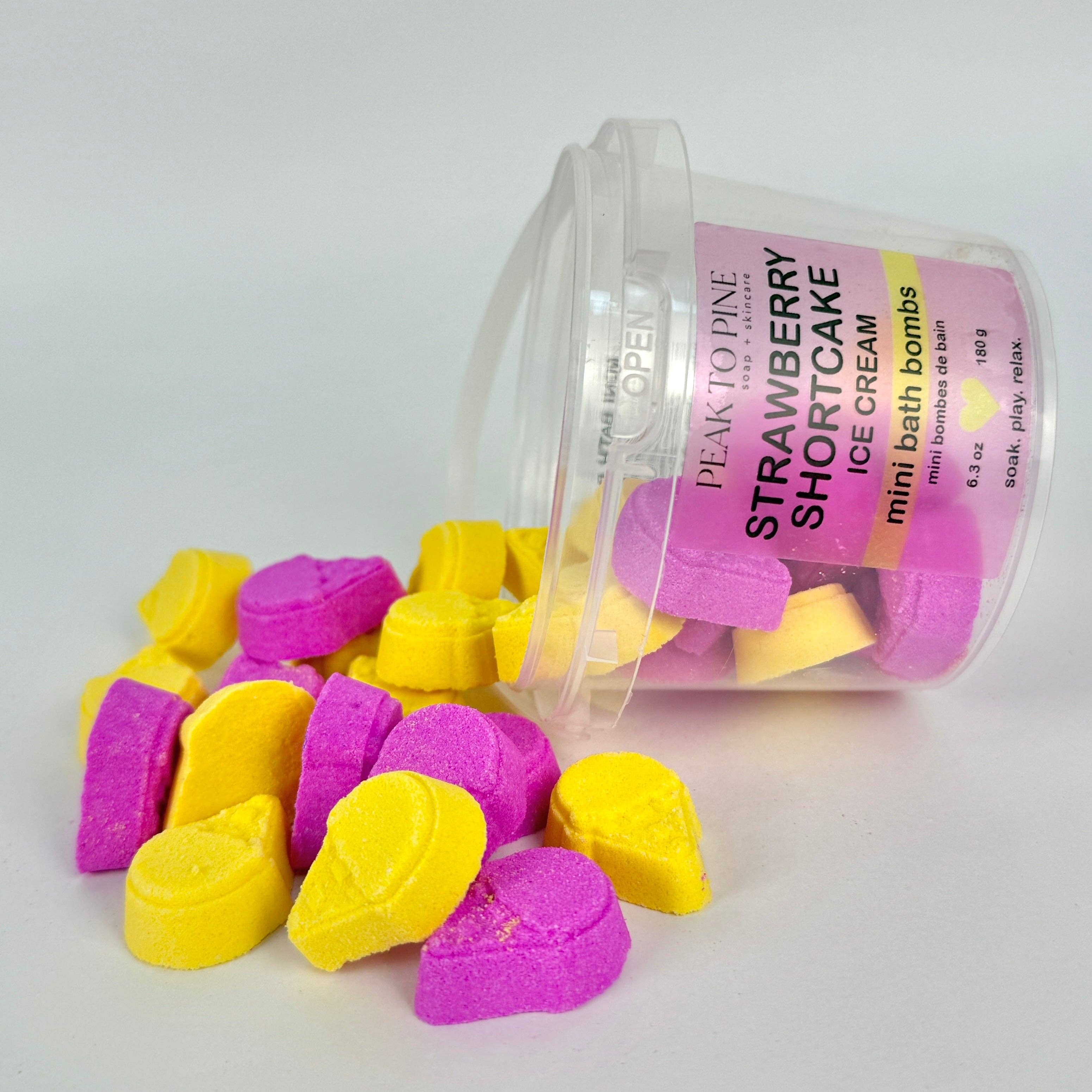 Peak To Pine Designs - Wholesale Bath Bomb/Fizz - Strawberry Shortcake Ice Cream - Mini Bath Bombs1