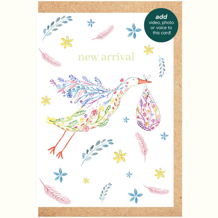 Nyankommet Baby QR Hilsenskort + video, foto, stemme NY for engroshandel hos Jen Winnett Eco Artist