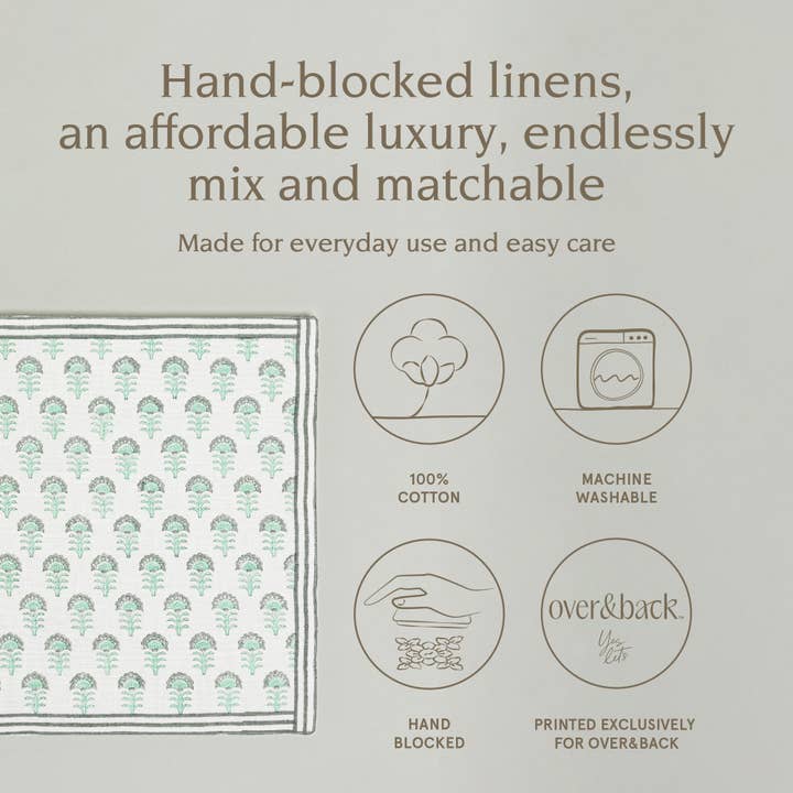 over&back - Wholesale Placemat - Artisan Hand-Blocked Placemats – 100% Cotton – Set of 419