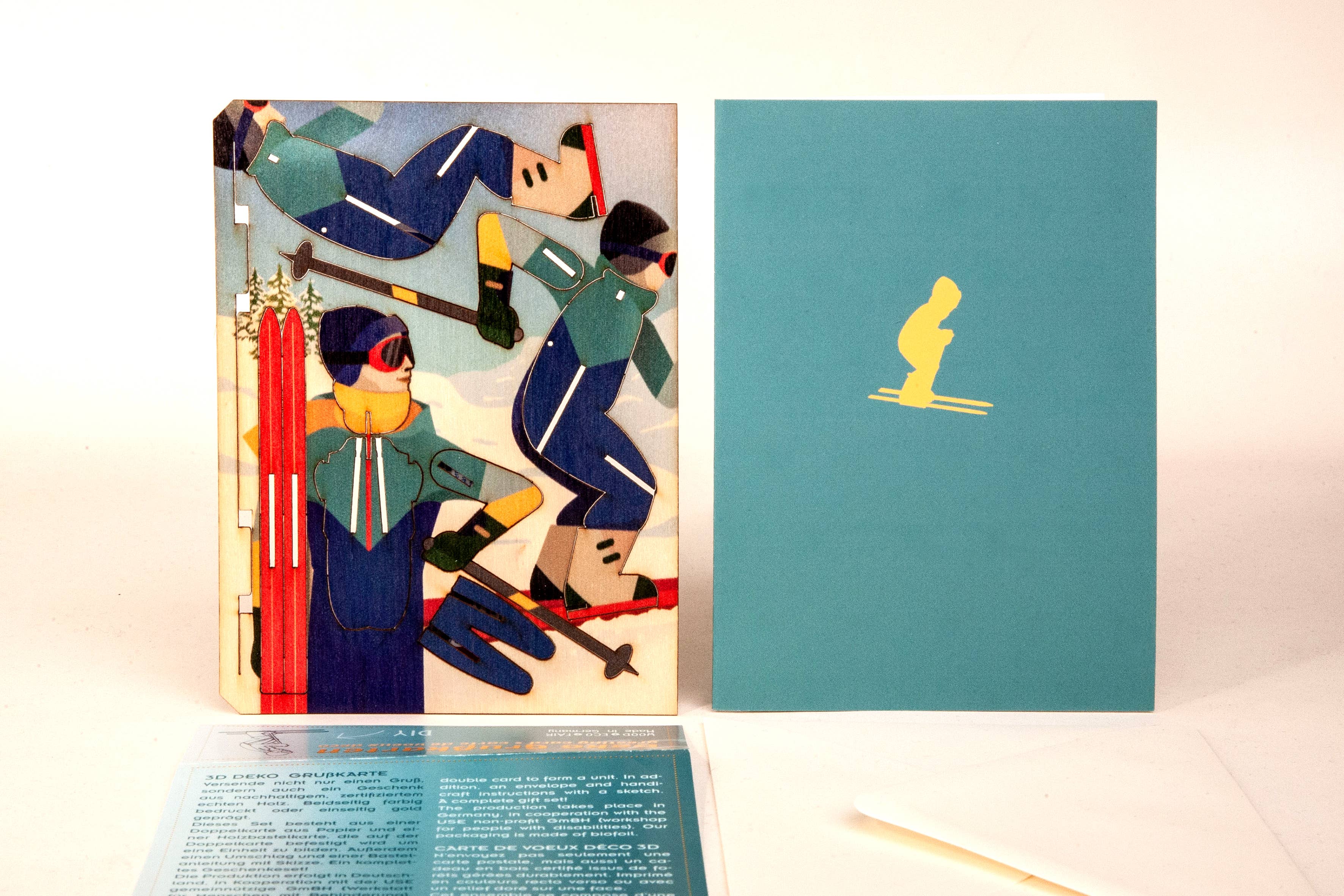 Formes Berlin GbR - Vente Cartes de Noël - Carte de vœux décorative 3D skieur avec 10 pièces5