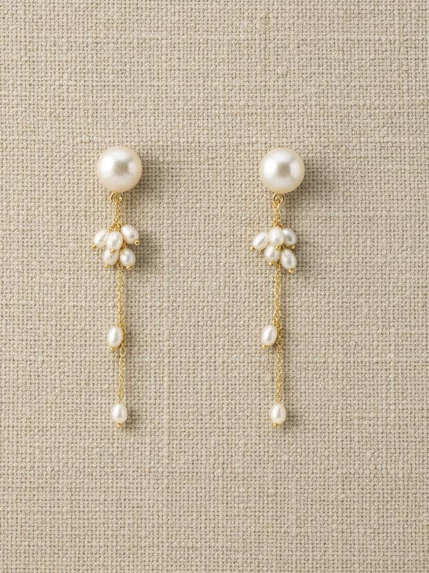 Palm Pearl Drop Earrings for wholesale by Lalinde Design