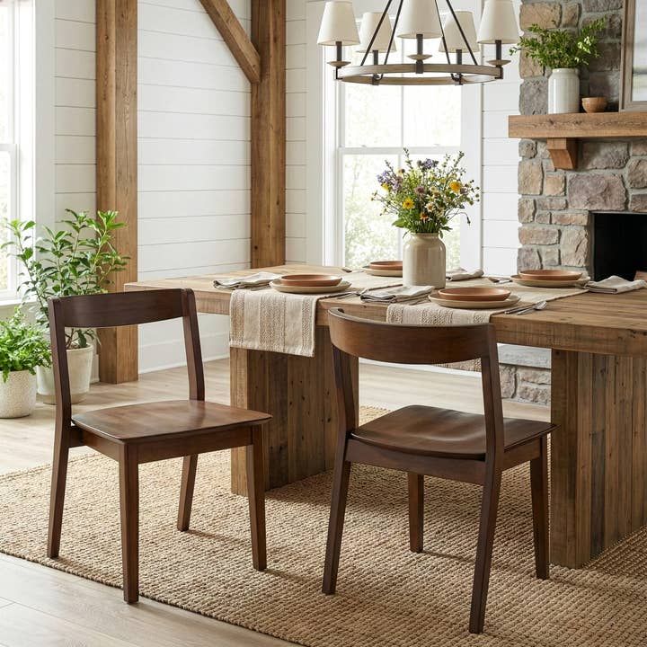 Set of 2 Astor Dark Brown Solid Wood Chair with Curved Back for wholesale by Glamour Home