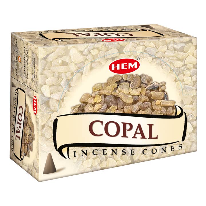 Cônes d'encens HEM Copal — Lot de cônes (12 sachets × 10 cônes) pour la vente par Garland of Letters Bookstore