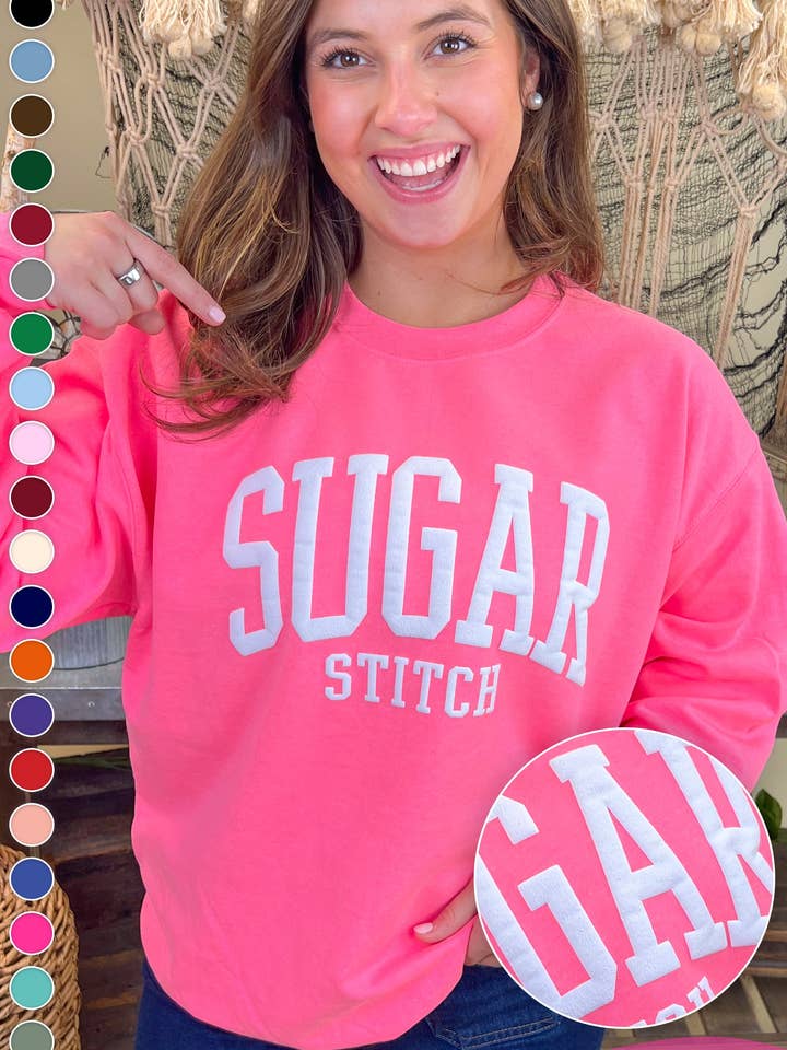 Custom Arched Puff Graphic Sweatshirt for wholesale by Sugar Stitch
