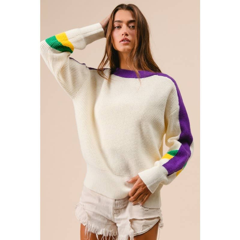 GRÄDDE Mardi Gras färgblocktröja för wholesale på Faire8