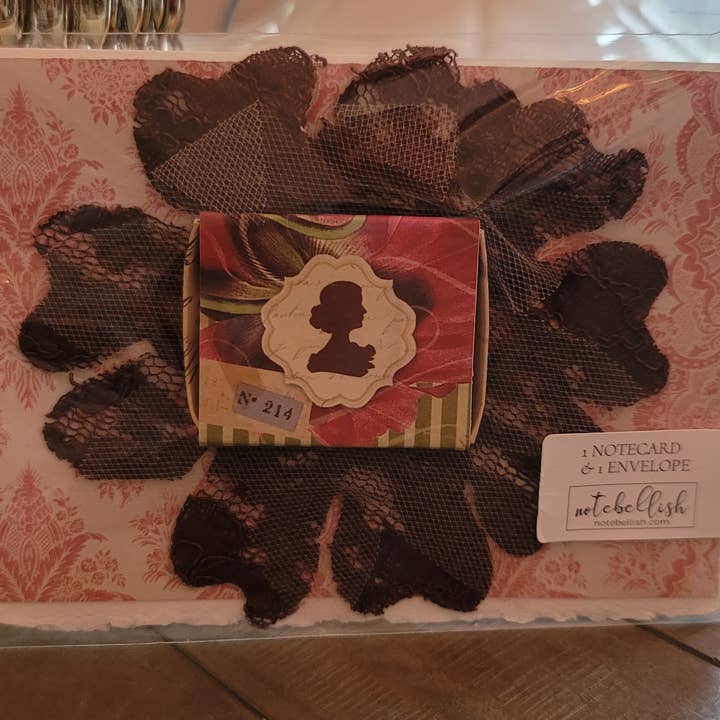 Vintage-Notizkarte mit Spitzenverzierung und Büttenrand für den Großhandel von Notebellish