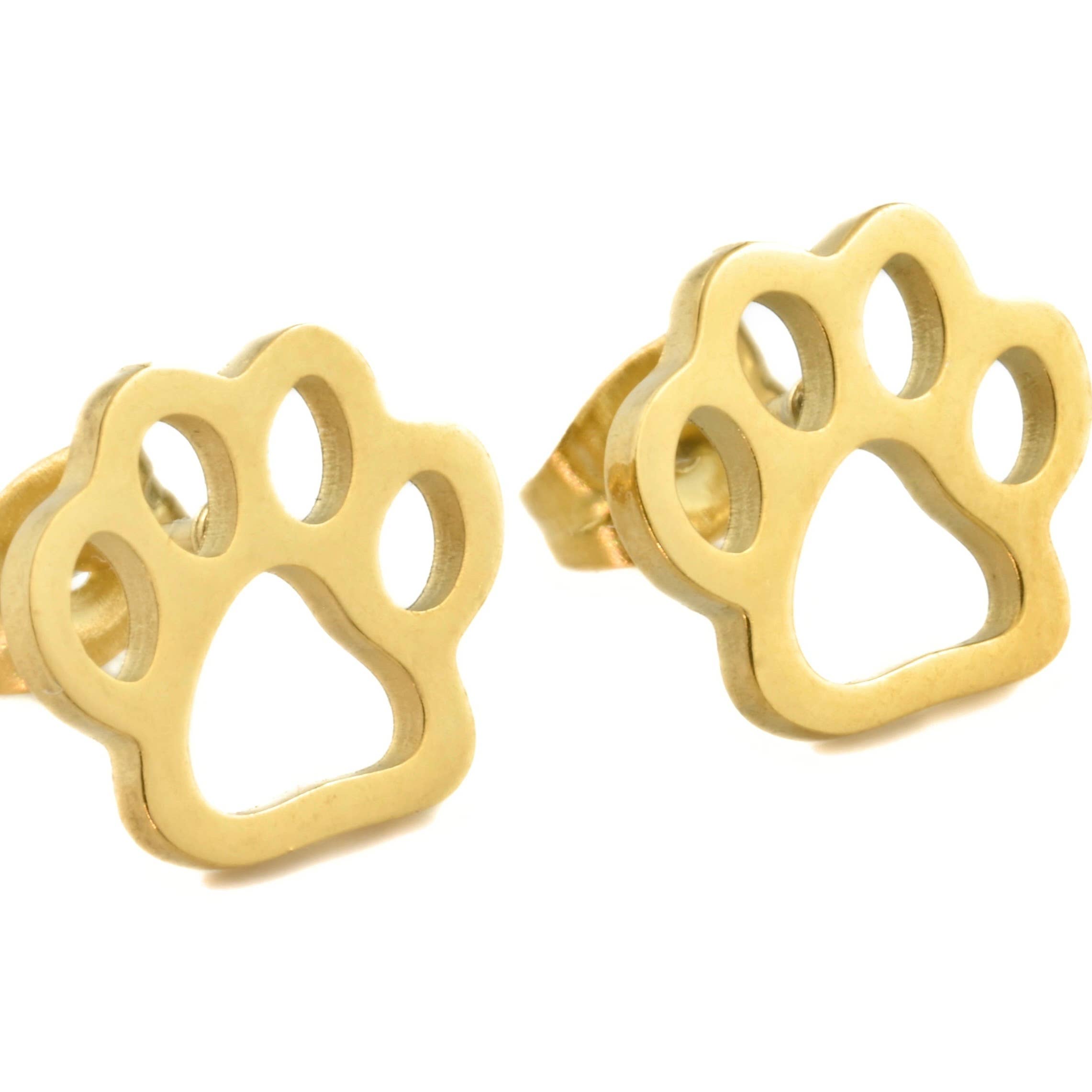 Blueyejewelry - Venta al por mayor Pendientes de botón/aretes de poste - Pendientes de acero inoxidable con diseño de huella de pata6