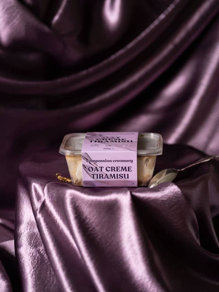 Signature Espresso Oat Creme Tiramisu for wholesale by Compassion Creamery