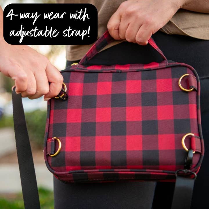 Lion + Lamb - Vendita all'ingrosso Borsa a tracolla - Donna - Borsa a Tracolla Porta Bibbia a Quadri Rossi e Neri da Donna3