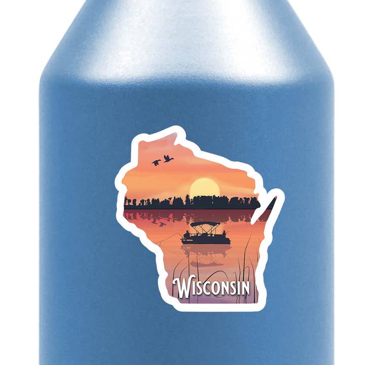 Wisconsin Sunset Sticker for wholesale by Bemused Creative