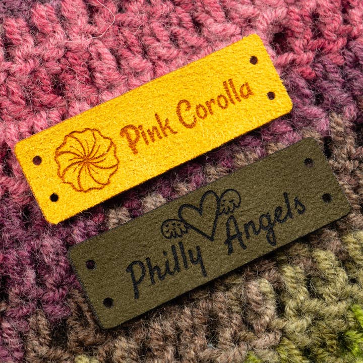 minimize custom tags - Wholesale Gift Tag Label - Custom Rectangle Faux Suede Labels - 2.16" x 0.792