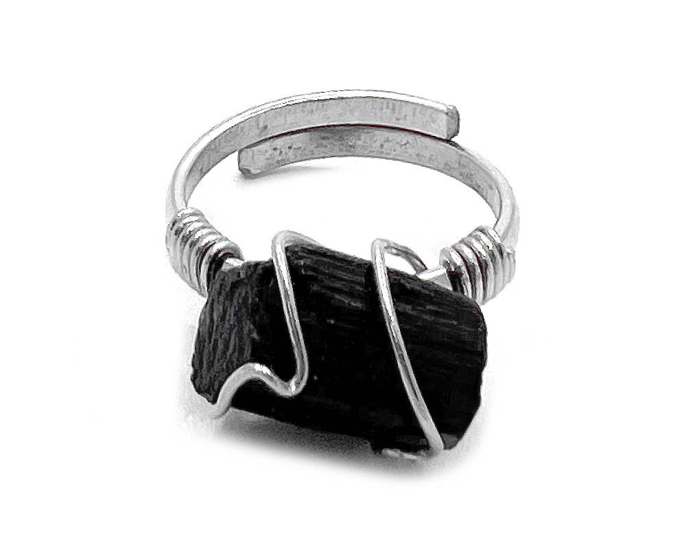 Pichincha - Wholesale Cocktail/Statement Ring - Wire Wrapped Raw Stone Adjustable Metal Ring7