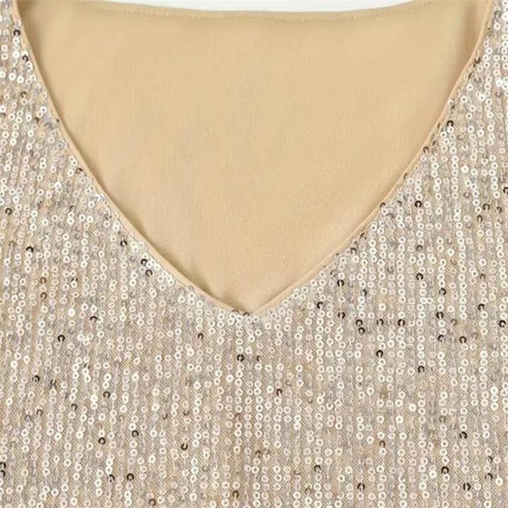 Sheer Trend - Wholesale Blouse - Women's - Sparkling V-Neck Loose Tank Top4