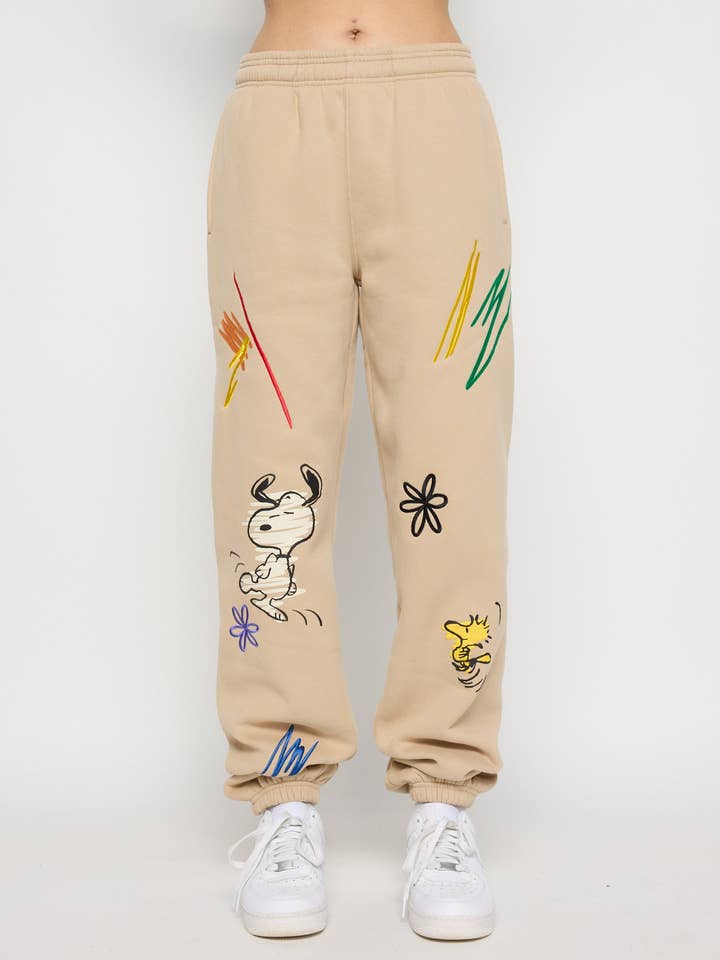 SAMII RYAN - Wholesale Lounge Sweatpants/Joggers - Women's - Peanuts Create Sweatpants, Tan
