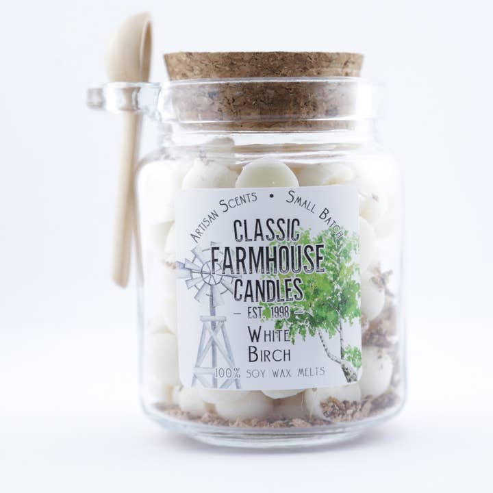 NEW! Soy Wax Melt Jar - White Birch for wholesale by Classic Farmhouse Candles