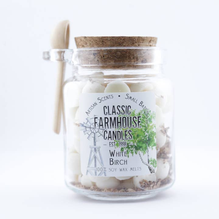 NEW! Soy Wax Melt Jar - White Birch for wholesale by Classic Farmhouse Candles