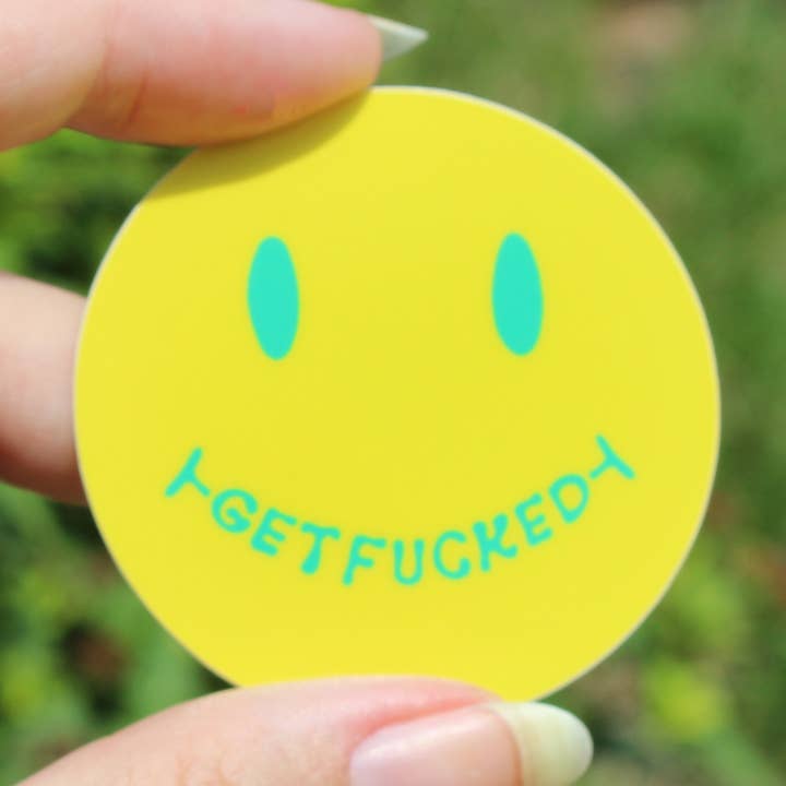 Bare et almindeligt smiley ansigt-klistermærke for engroshandel hos Quite Colorful