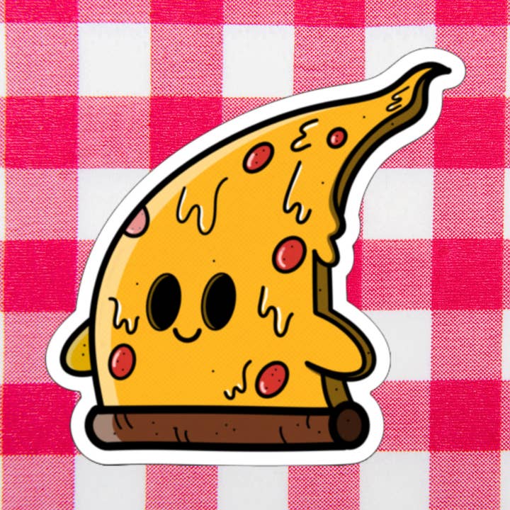 Pegatina Pizza Ghost | Pegatina linda y espeluznante | Linda pegatina de pizza | Linda pegatina Ghost para venta al por mayor de Spooky Shake Studios