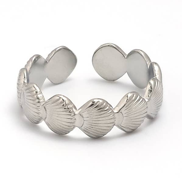 Silver Minimalist Stainless Steel Shell ✦ RI-0073 for wholesale by Simply Jewels