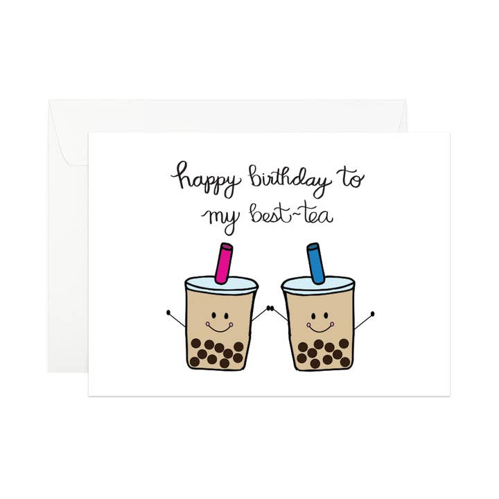 Card- Best-Tea Boba Birthday for wholesale by Tomkcy