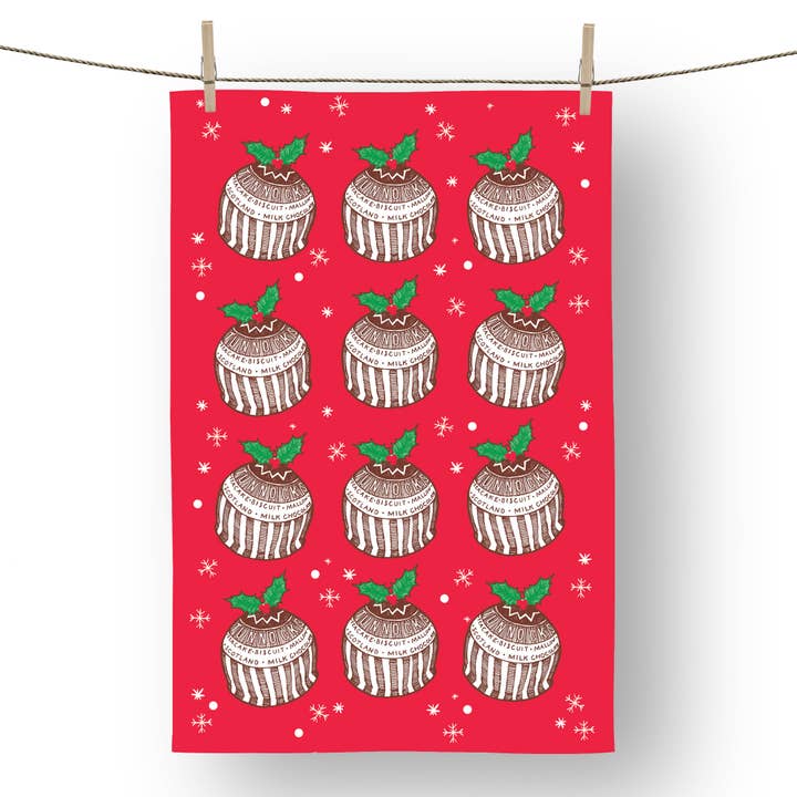 Tea Cake Christmas Pudding Tea Towel for wholesale by Gillian Kyle