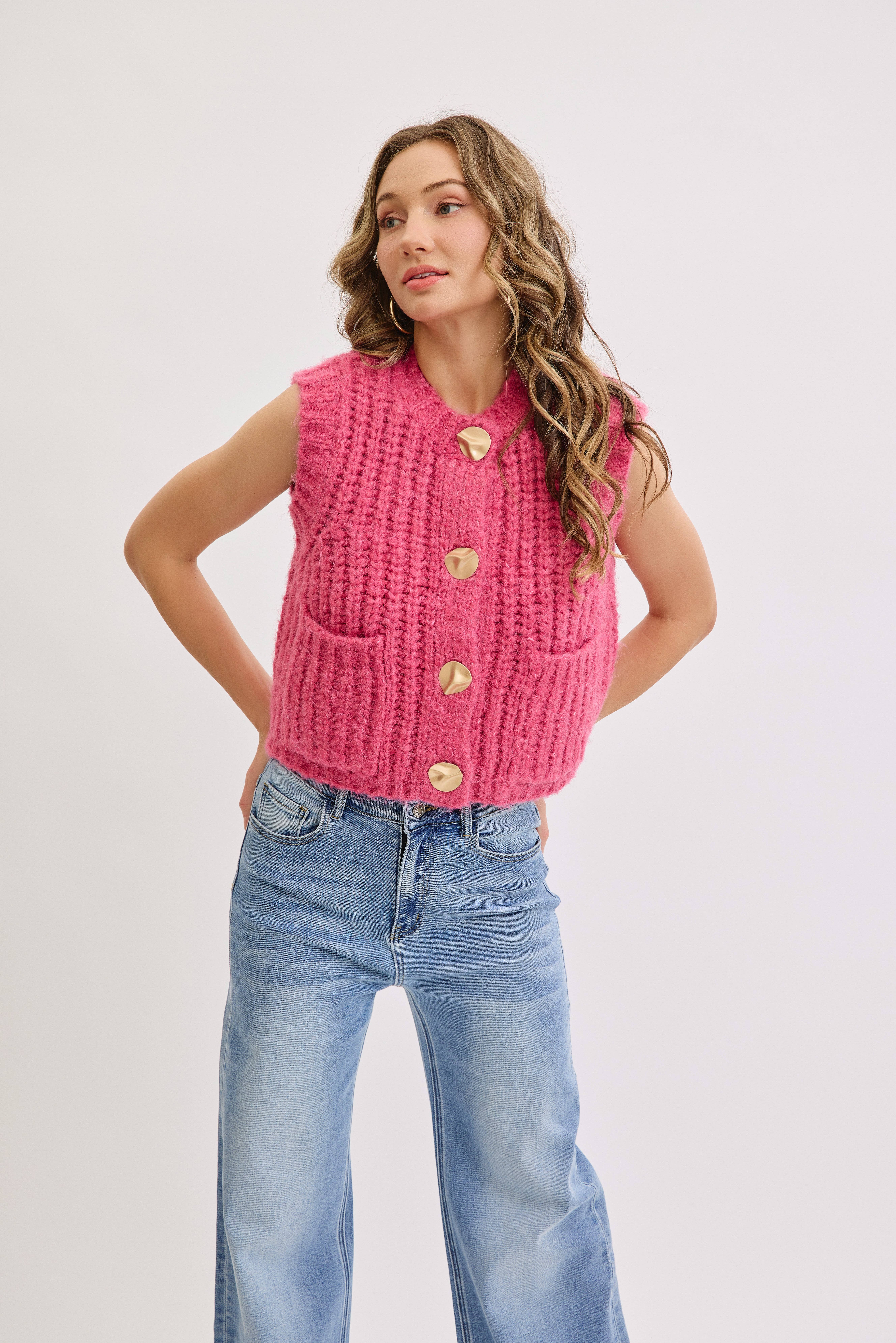 Sweet Lovely by Jen - Wholesale Knit Sweater - Women's - CHUNK SWEATER KNIT VEST 46