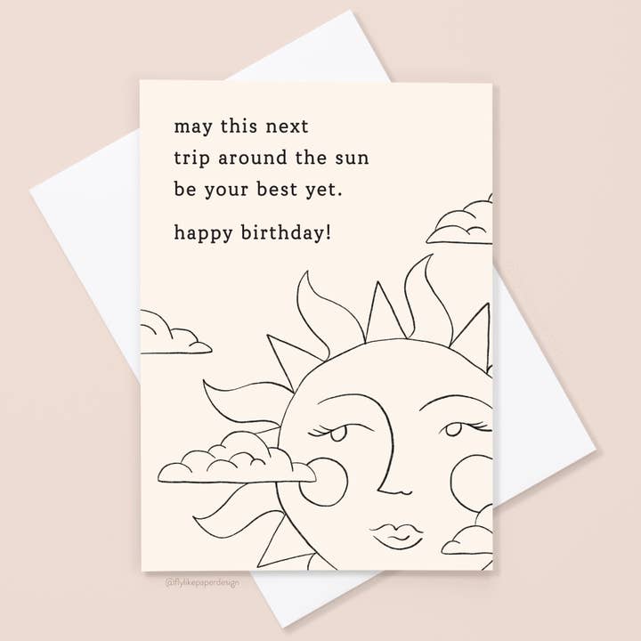 Trip Around the Sun Birthday Card for wholesale by Fly Like Paper Design
