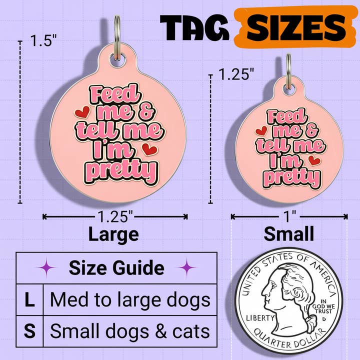 Bad Tags - Wholesale Pet Identification Tag - Cat/Dog - Enamel Pink Dog Tag w/Scannable Pet ID - Tell Me I'm Pretty6