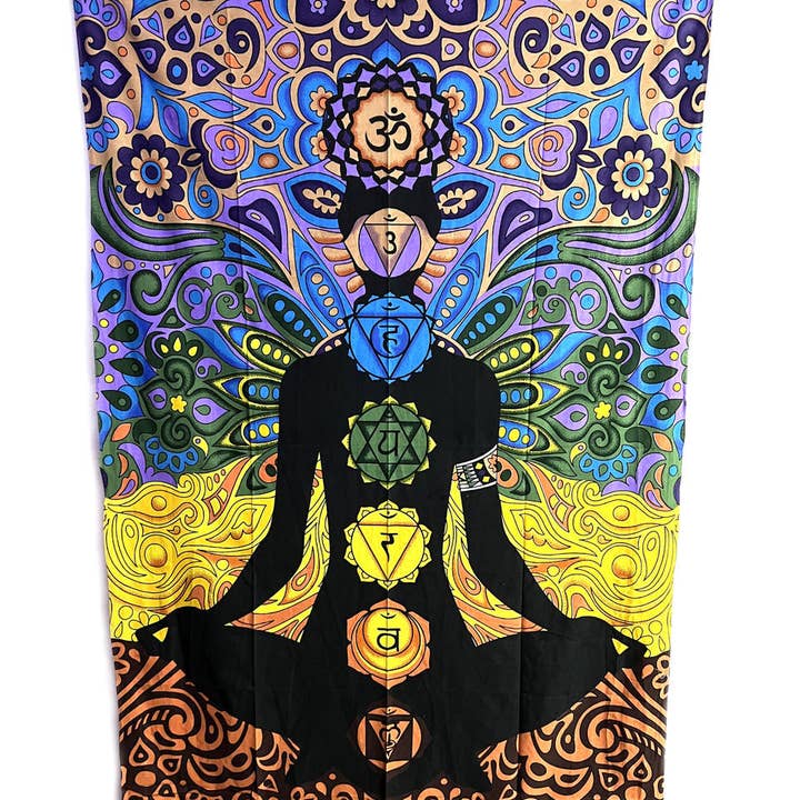Chakra Cotton Tapestry Blanket (60"x90") for wholesale by Life Gardening Tools