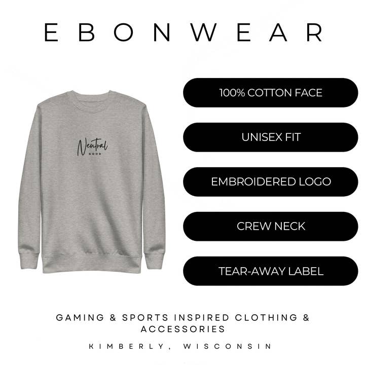 EBONWOOD - Wholesale Sweatshirt - Unisex - Neutral Good Embroidered Dungeons and Dragons Crew Neck Sweatshirt1