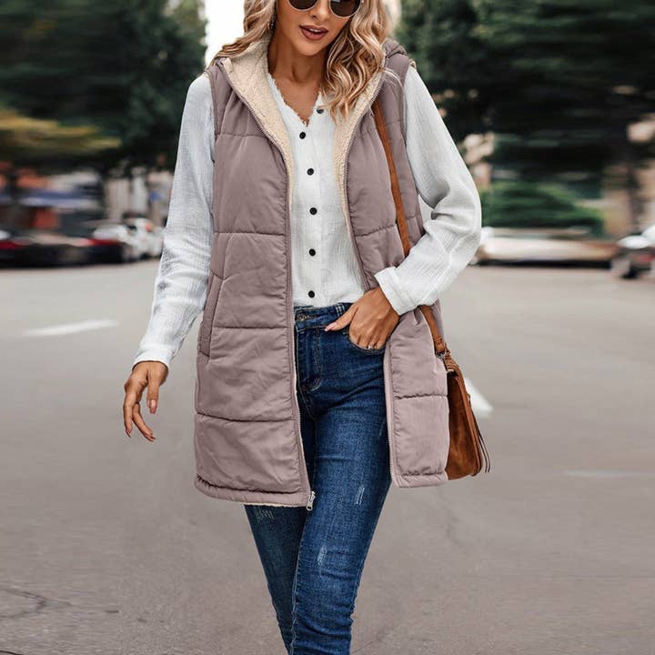 Zipper Front Reversible Hoodie Vest for wholesale by Love, Kuza