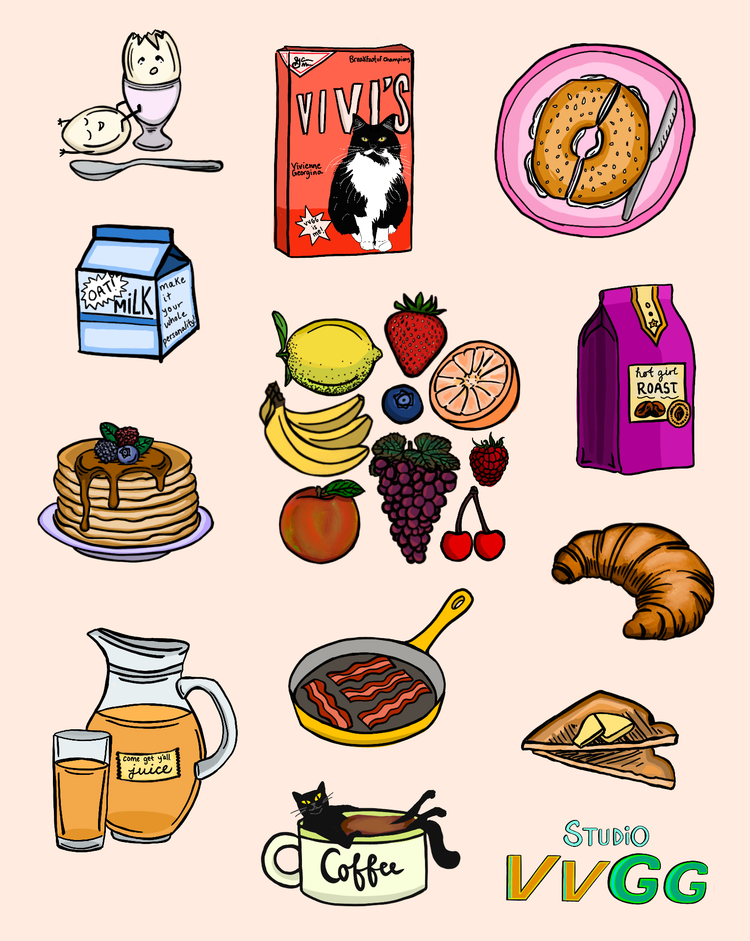Studio VVGG - Wholesale Sticker - M.I.M (Most Important Meal) Sticker Sheet0