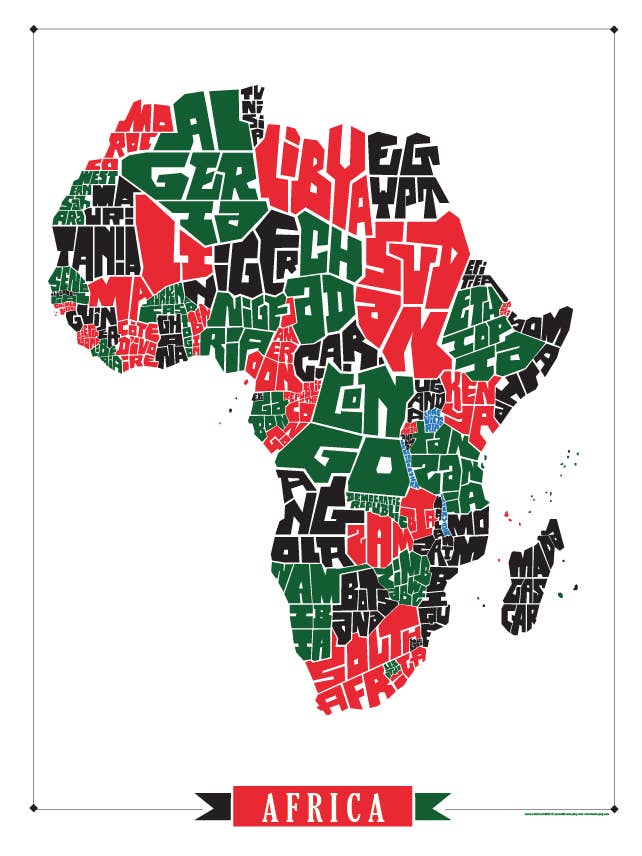 Affiche de carte de type Afrique pour la vente par LOST DOG art & frame