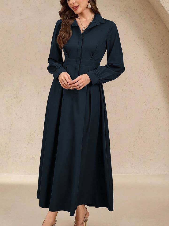 Solid Color V-neck Long Sleeved Dress for wholesale by Wholesalesir