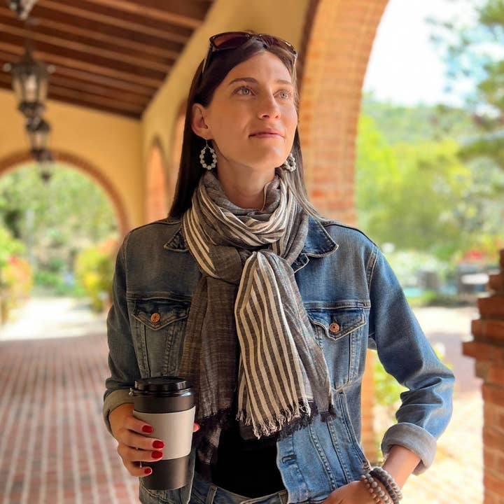 Humble Hilo - Wholesale Scarf - Women's - Humble Hilo Cumulus 100% Cotton Scarf Center Stripes42