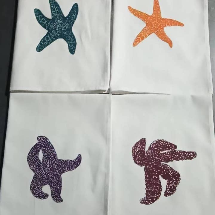 Sea Stars Tea Towel Set for wholesale by Salty Raven Glassware